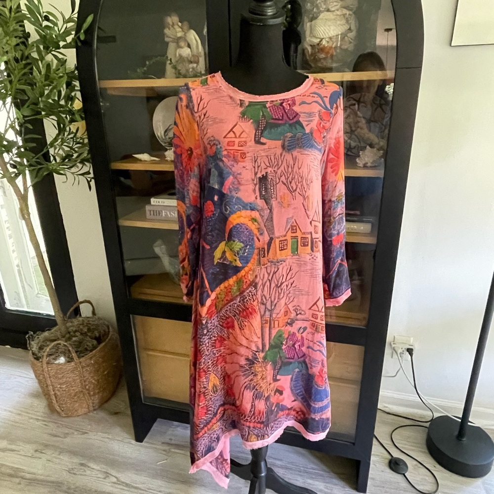 Colorful Silk Abstract Print Dress